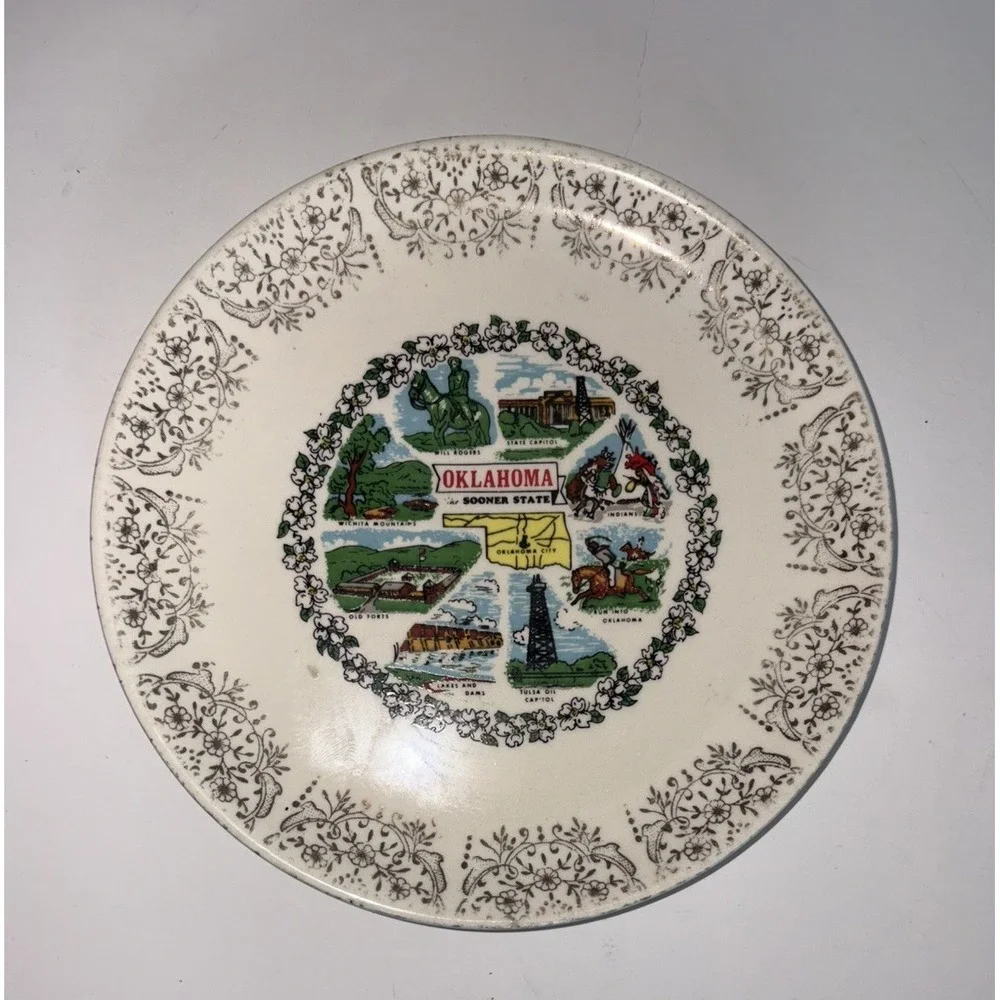 OKLAHOMA Vintage Souvenir Collector Plate Sooner State